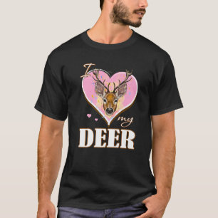 T-shirt J'aime mon cerf. Ventilateur de rennes doux cadeau