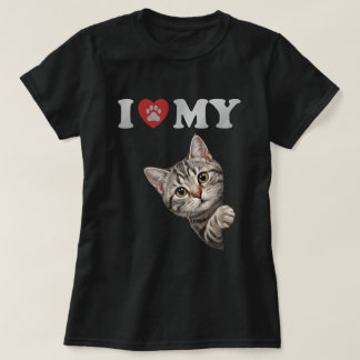 T-shirt J'aime mon chat américain à poil court Art