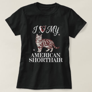 T-shirt J'aime mon chat américain à poil court Art Bourgog