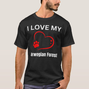 T-shirt J'aime mon chat de race forestière norvégienne Cha