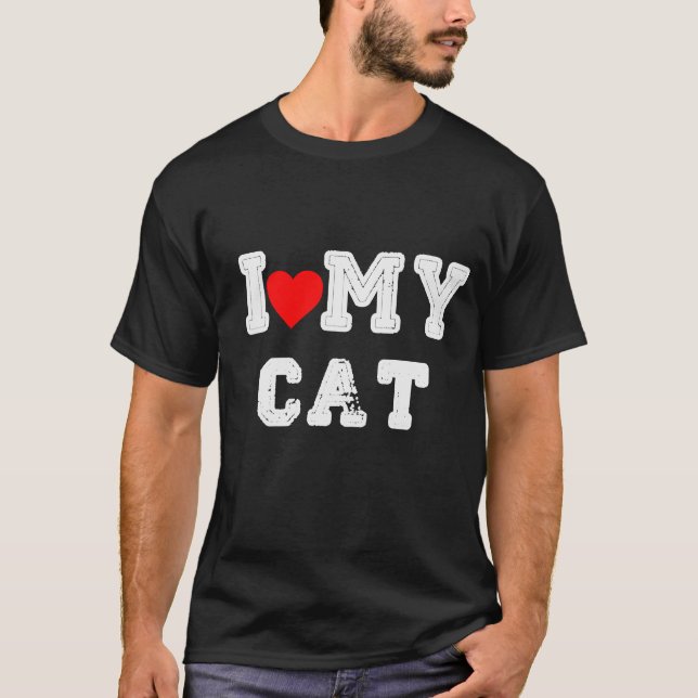 T-shirt J'aime mon chat drôle (Devant)