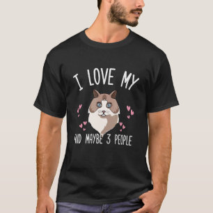 T-shirt J'aime mon chat et peut-être 3 personnes Ragdoll C