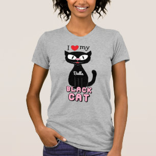 T-shirt J'aime mon chat noir personnalisé