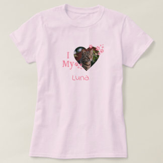 T-shirt J'aime mon chat Photo personnalisée, nom et race