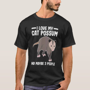 T-shirt J'aime mon chat Possum et peut-être 3 personnes Op