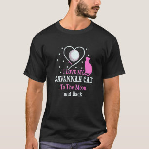 T-shirt J'aime mon chat Savannah jusqu'au chat de la lune