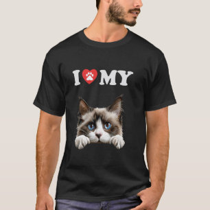 T-shirt J'aime mon chat snowshoe chaton drôle amateur de c