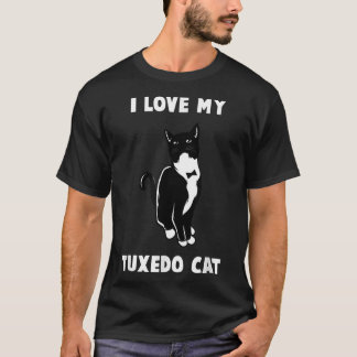 T-shirt J'aime mon chat Tuedo TCat Lover T