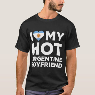T-shirt J'Aime Mon Chaud Copain Argentin mignon Argentine