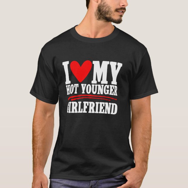 T-shirt J'Aime Mon Chaud Jeune Fille Couple Petit ami (Devant)