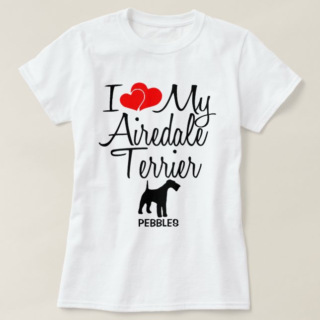 T-shirt J'Aime Mon Chien Airedale Terrier (Design devant)