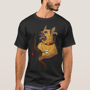 T-shirt J'aime mon chien berger allemand Cupid Saint Valen