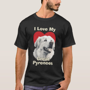 T-shirt J'Aime Mon Chien Chien Coquelicot Des Grands Pyrén