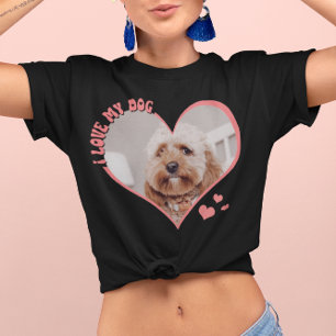 T-shirt J'aime mon chien Coeur photo Noir