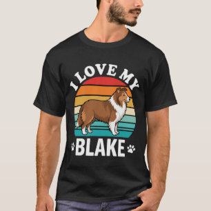 T-shirt J'aime mon chien Colley Sunset Rétro