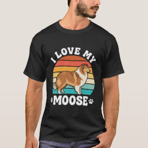 T-shirt J'aime mon chien de collie rétro d'orignal