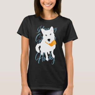 T-shirt J'aime mon chien de neige blanc Husky Sibérien ave