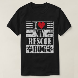 T-shirt J'aime mon chien de sauvetage drôle vintage cadeau