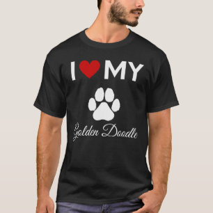 T-shirt J'aime mon chien Doodle doré texte personnalisé