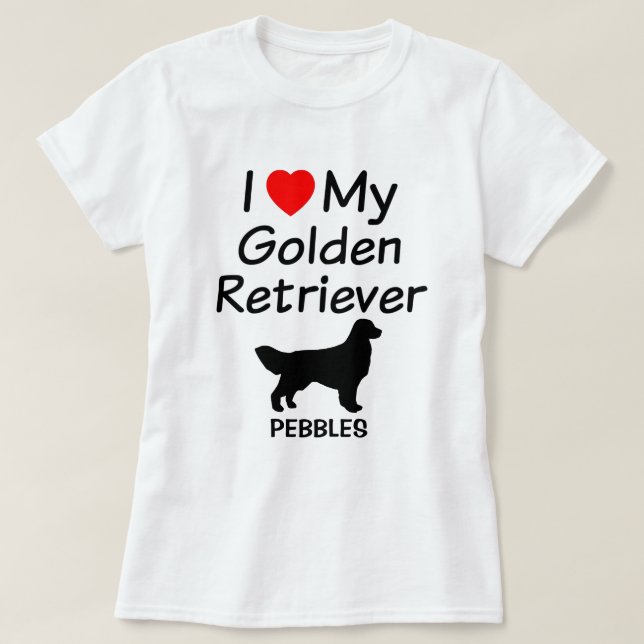 T-shirt J'Aime Mon Chien D'Or (Design devant)