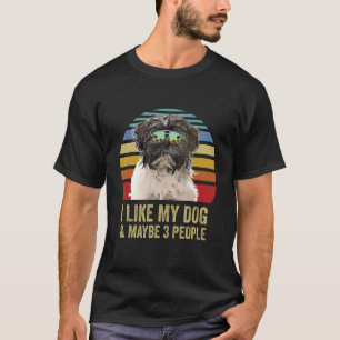 T-shirt J'aime mon chien et peut-être 3 personnes Tibétain