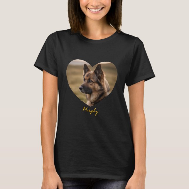 T-shirt J'aime mon chien image customisée et nom (Devant)