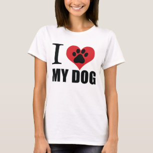 T-shirt J'aime mon chien jeter l'oreiller