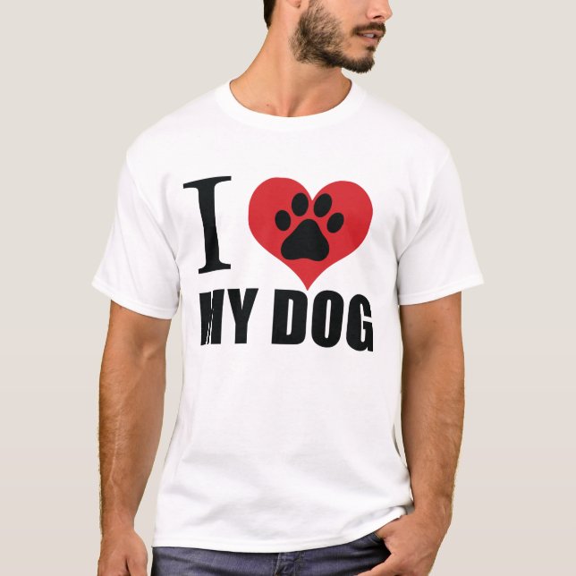 T-shirt J'aime mon chien jeter l'oreiller (Devant)
