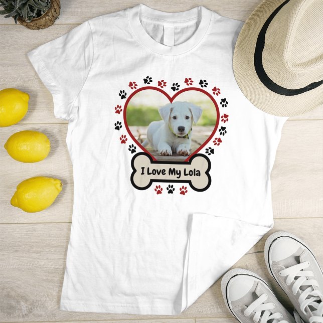 T-shirt J'Aime Mon Chien Mignonne Coeur Rouge Photo Paws O (Créateur téléchargé)