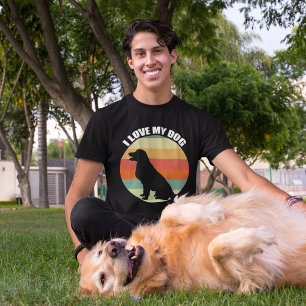 T-shirt J'Aime Mon Chien Mignonne Golden Retriever Sunset
