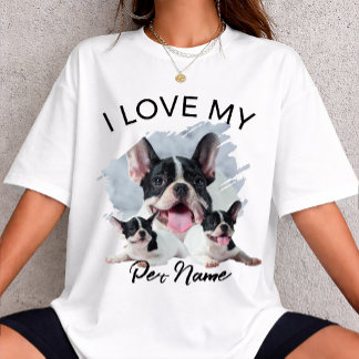 T-shirt J'aime mon chien Photo personnalisée de chat de co