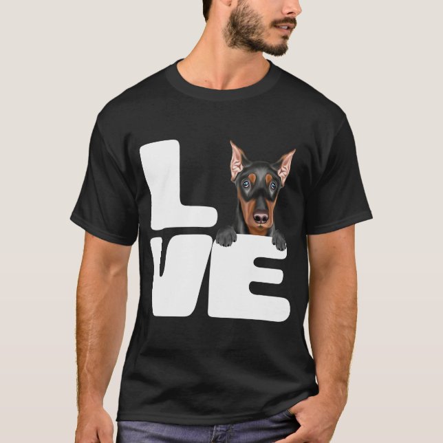 T-shirt J'Aime Mon Chien Pinscher Allemand (Devant)