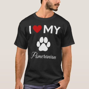 T-shirt J'aime mon chien Pomeranian texte personnalisé