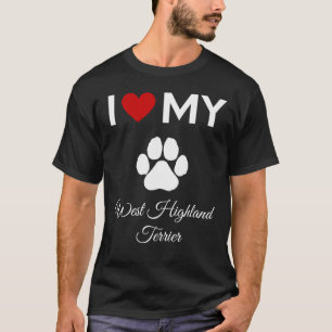 T-shirt J'aime mon chien West Highland Terrier texte perso
