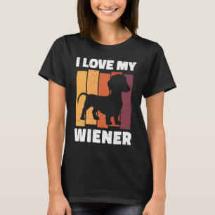 T-shirt J'Aime Mon Chien Wiener Dachshund Dachshund Papa A
