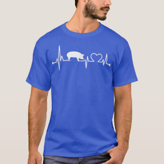 T-shirt J'aime mon cochon Coeur Valve EKG Heartbeat Funny 