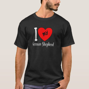 T-shirt J'aime mon cœur de race de chien berger allemand