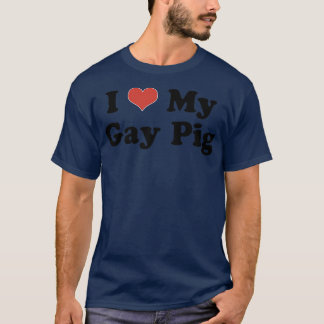 T-shirt J'Aime Mon Coeur Gay Coeur De Cochon Drôle Lgbt Fi