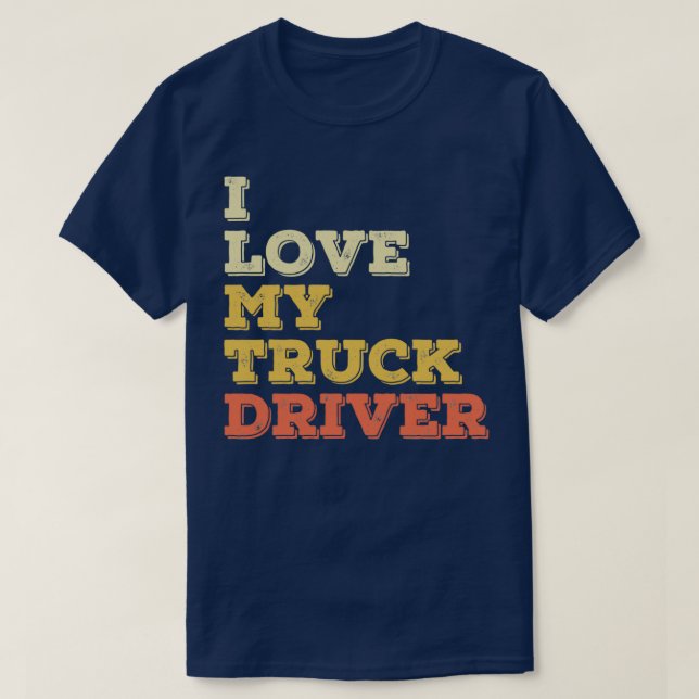 T-shirt J'Aime Mon Conducteur De Camion (Design devant)