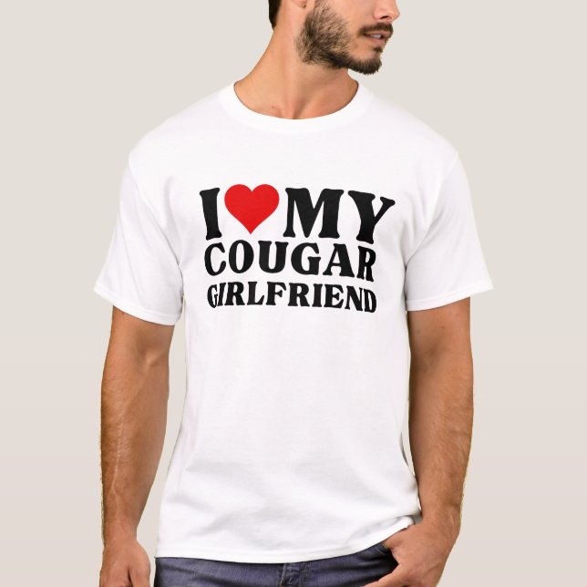 T-shirt J'Aime Mon Cougar Girlfriend I Heart My Cougar Gir (Devant)