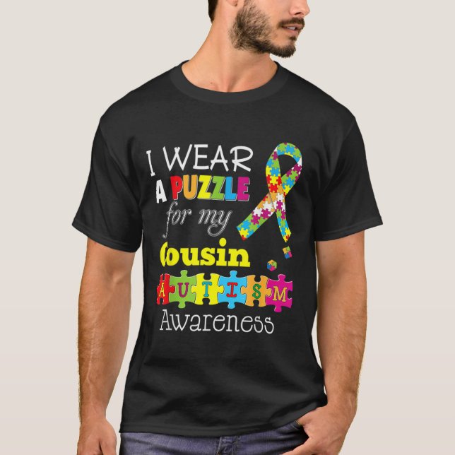 T-shirt J'Aime Mon Cousin Autiste Sensibilisation sur l'au (Devant)