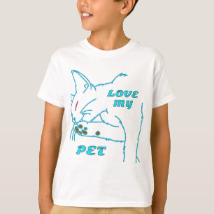 T-SHIRT J'AIME MON CUTE AQUA PET CAT
