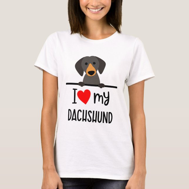 T-shirt J'Aime Mon Dachshund (Devant)