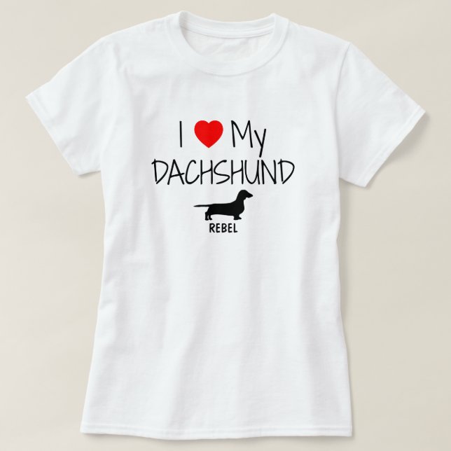 T-shirt J'Aime Mon Dachshund (Design devant)