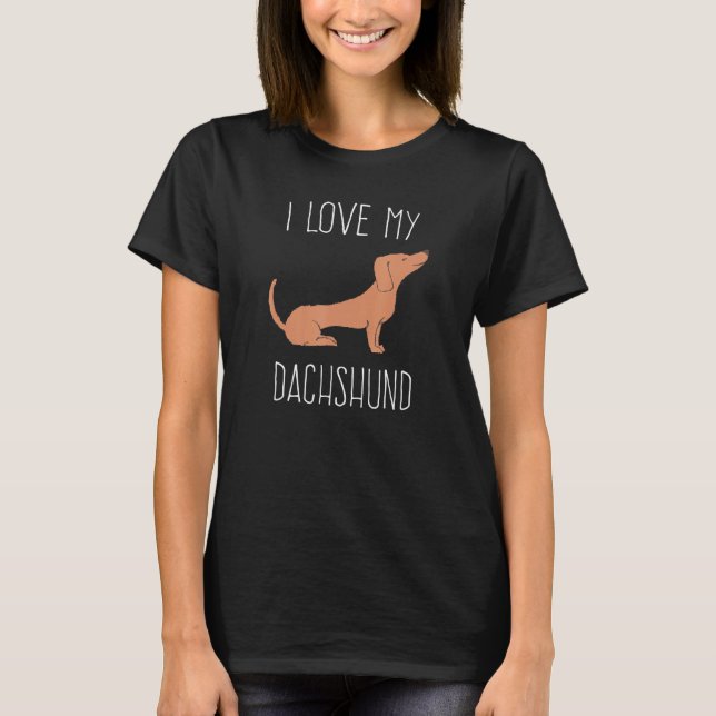 T-shirt J'Aime Mon Dachshund Mignon chien Wiener (Devant)