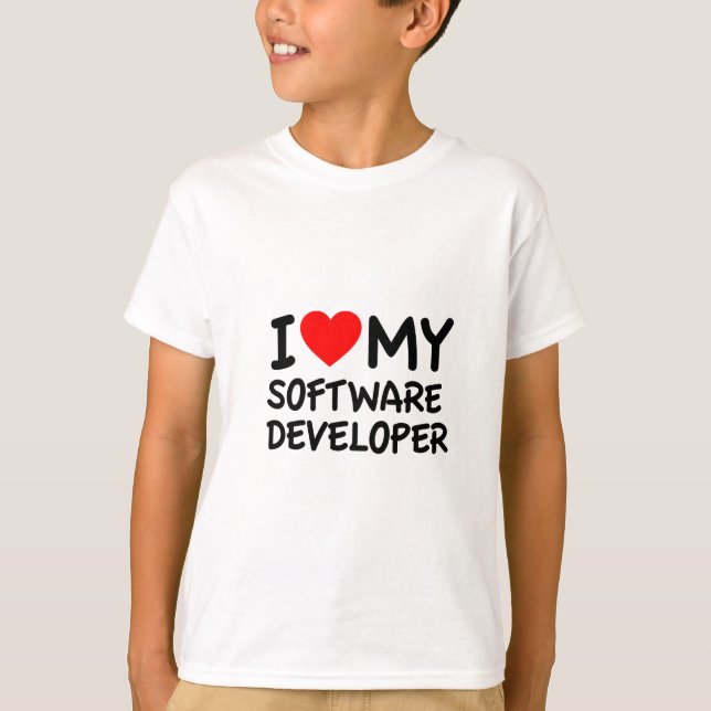 T-shirt J'aime mon développeur logiciel (Devant)