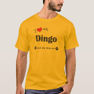 T-shirt J'aime mon dingo (le chien femelle)