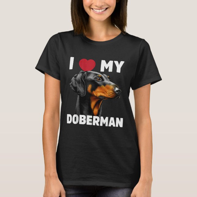 T-shirt J'Aime Mon Doberman (Devant)