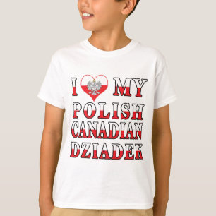 T-shirt J'Aime Mon Drapeau Canadien Polonais Dziadek