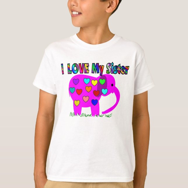 T-shirt J'aime mon ÉLÉPHANT ROSE de SOEUR (Devant)